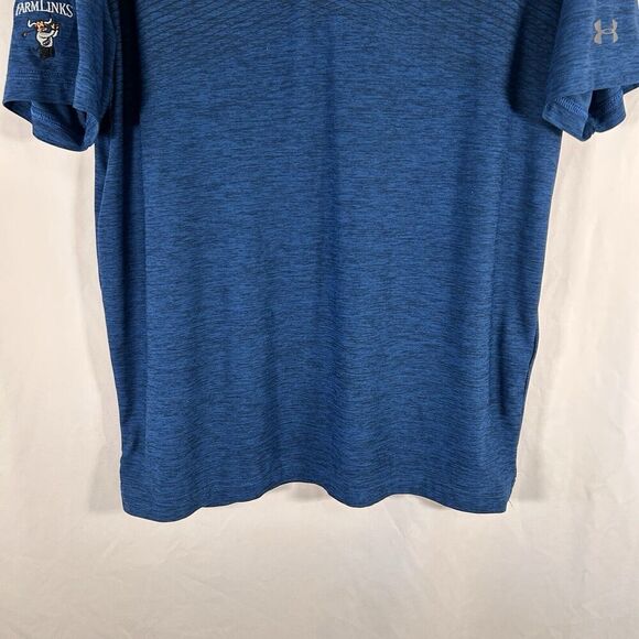 Under Armour Polo Shirt Men's Medium Blue Short Sleeve 1/4 Button Farm Links - Picture 3 of 9